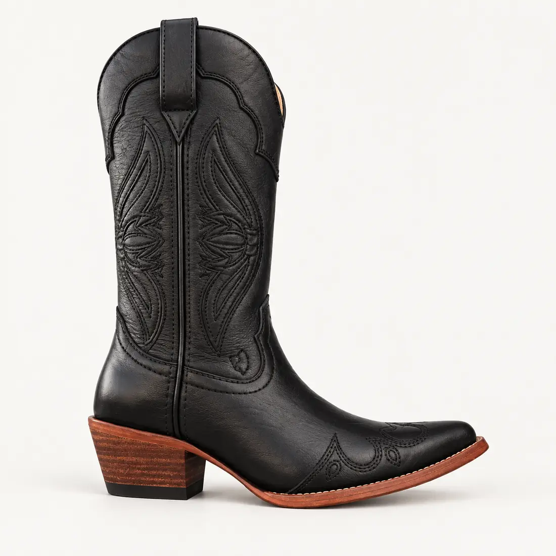 Bota Country Feminina Preta em Couro – Estilo Western Premium — miniatura 2