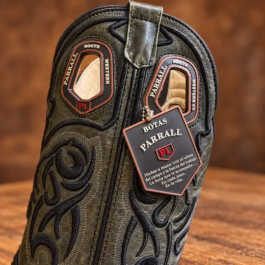 Bota Country Masculina Parrall Premium – Couro de Pirarucu Exótico Preto | Western Cowboy