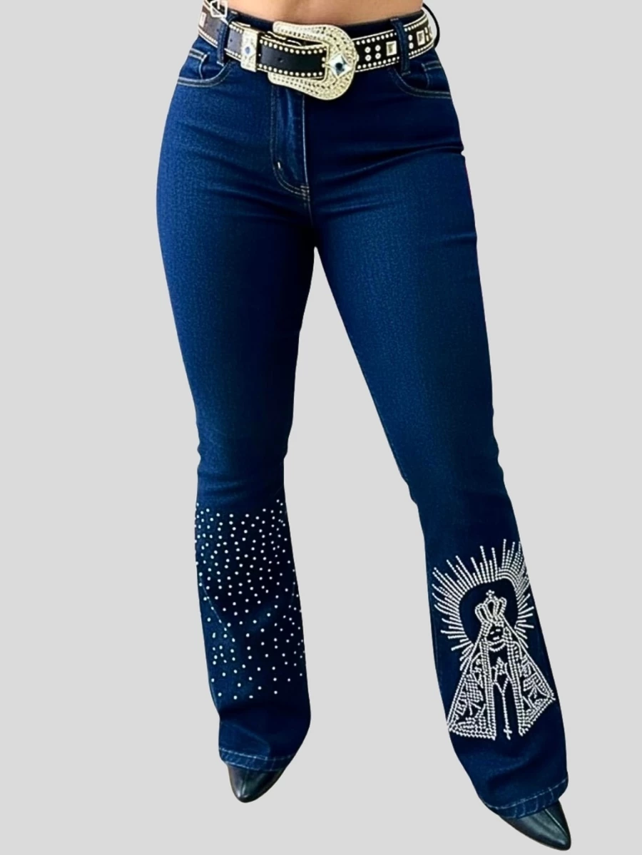 Calça Country Flare Jeans Feminina N. Sra Aparecida Padroeira Linha ... — foto 1