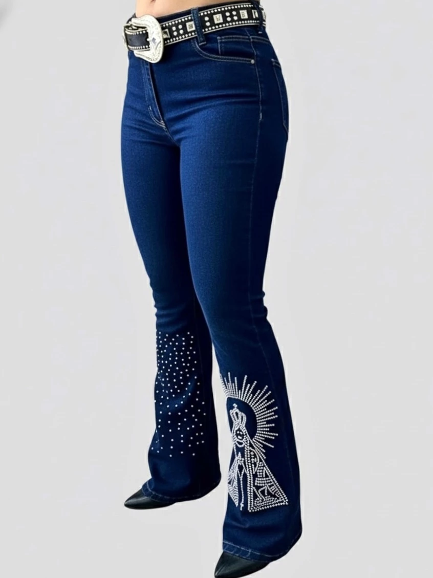 Calça Country Flare Jeans Feminina N. Sra Aparecida Padroeira Linha ... — miniatura 2