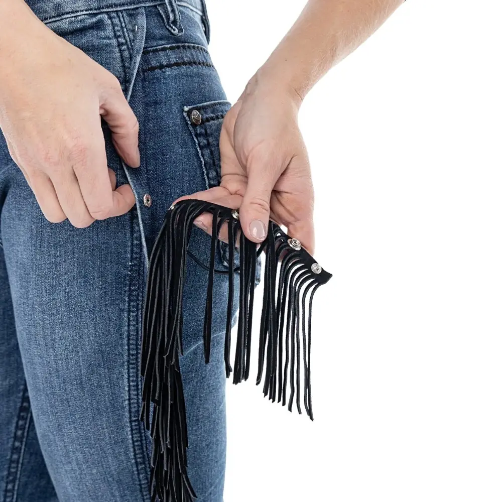 Calça Feminina Zenz Western Jeans Caballus Azul Com Franjas ... — miniatura 6