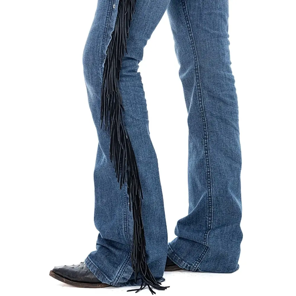 Calça Feminina Zenz Western Jeans Caballus Azul Com Franjas ... — miniatura 7