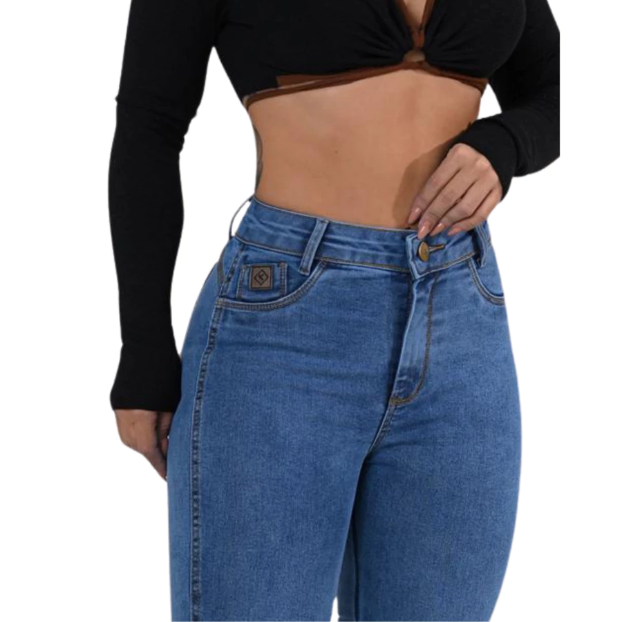 Calça Flare Country Lavagem Escura e Clara Marmorizada Jeans Premium — foto 1