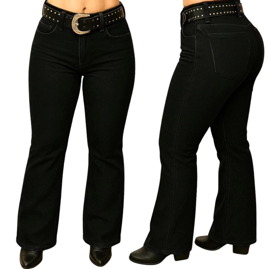 Calça Flare Jeans Feminina Lisa Linha Premium Cintura Alta — foto 1