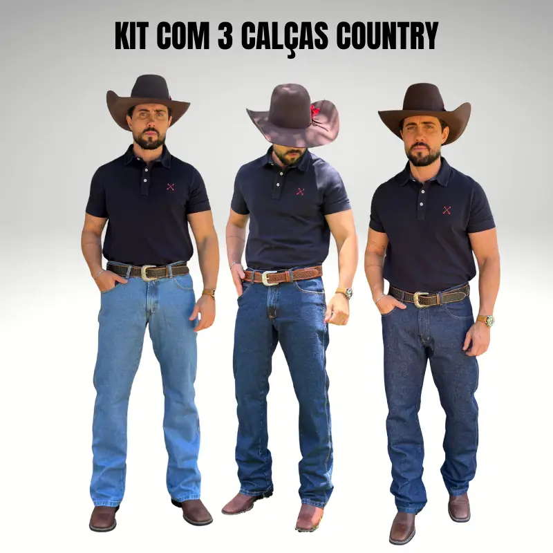Kit 3 Calças Jeans Country Masculinas 100% Algodão — miniatura 6