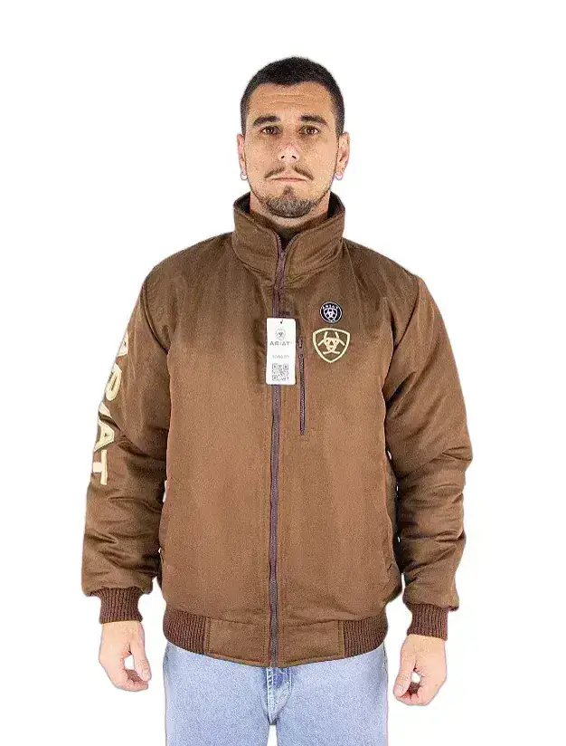 Jaqueta Masculina Ariat Nylon Bordado Marrom — foto 1
