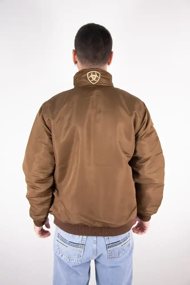Jaqueta Masculina Ariat Nylon Bordado Marrom — miniatura 5