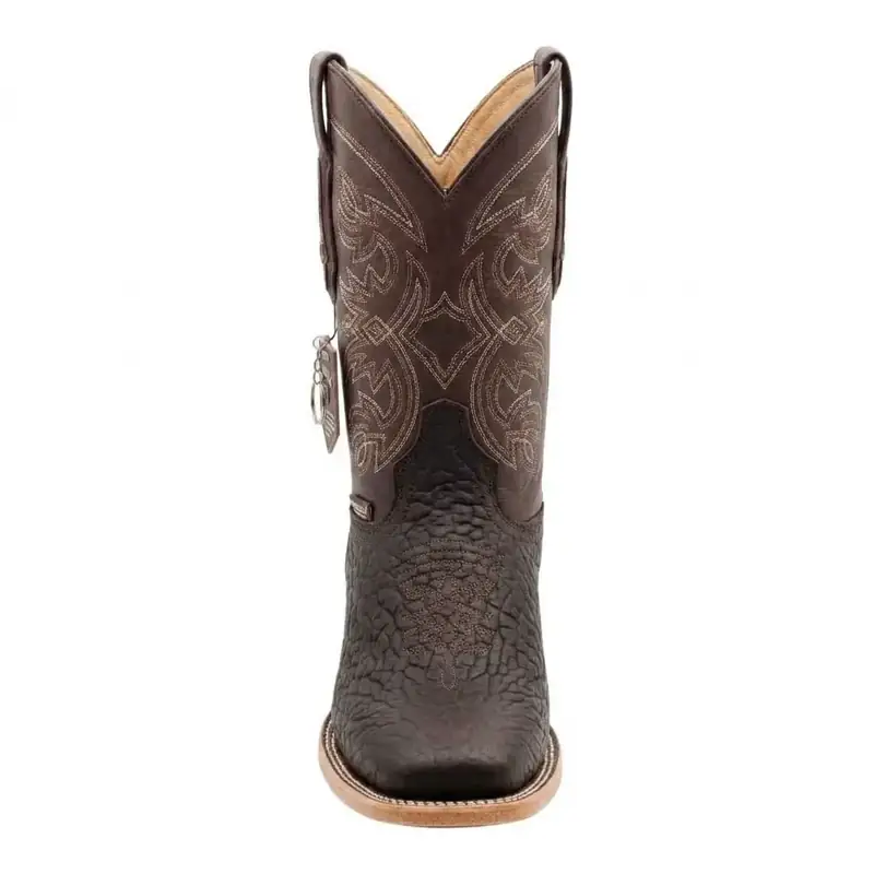 Bota Texana Masculina Parral em Couro Trabalhado – Café Texturizado — miniatura 3