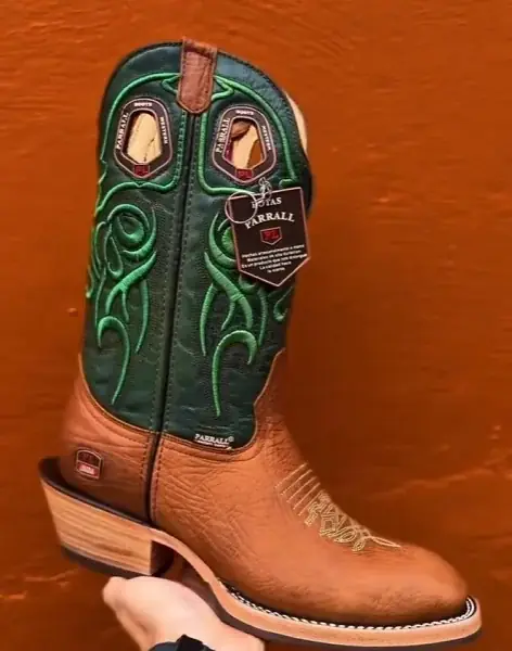Bota Texana Masculina Parral em Couro Legítimo – Verde e Café — miniatura 3