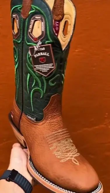 Bota Texana Masculina Parral em Couro Legítimo – Verde e Café — miniatura 4